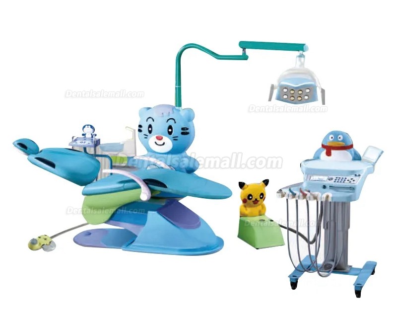 Blue Cat Pediatric Dental Unit Lovely Cartoon Animals Chair for Children with Dentist Stools T80